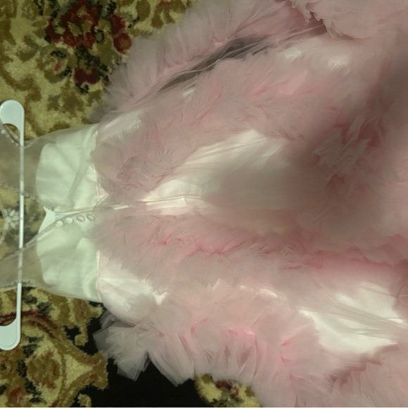 Elegant Pink and White Kids Formal Dress - Picture 3 of 3